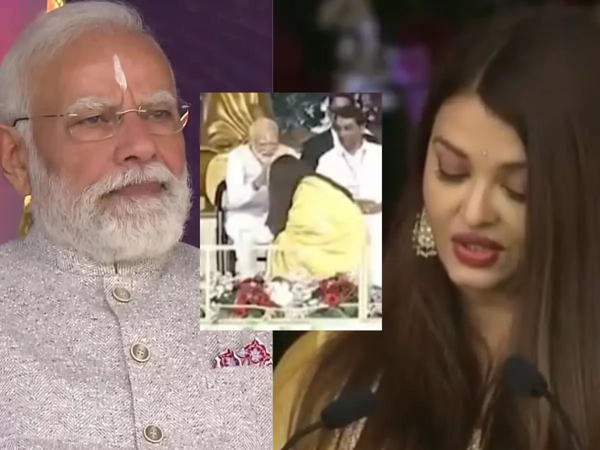 Watch - Aishwarya Rai touches PM Modi's feet at an event in Andhra Pradesh, video goes viral