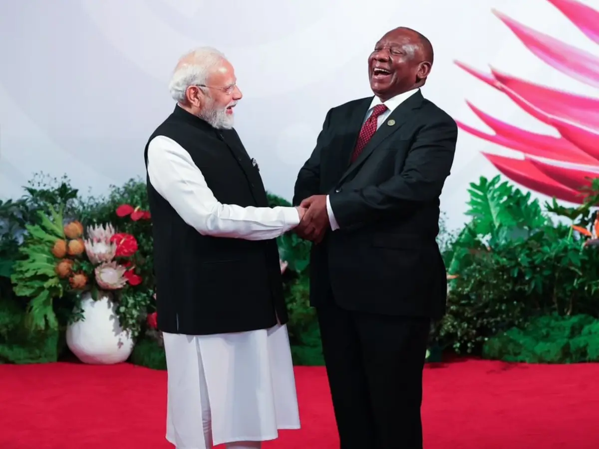 South African President greets PM Modi with "Namaste"