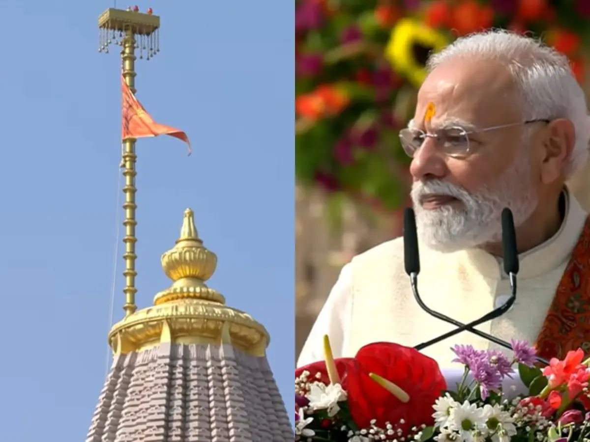 PM Modi hoists Dharma Dhwaj at Ram Janmabhoomi Temple in Ayodhya