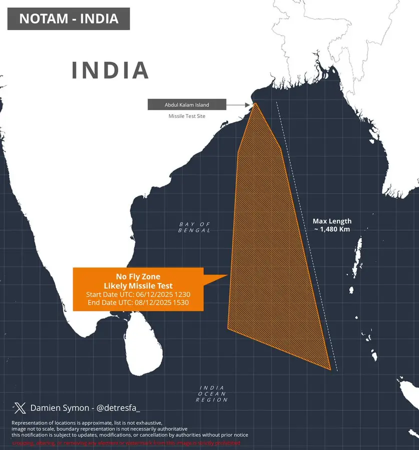 India issues NOTAM over Bay of Bengal for likely missile test