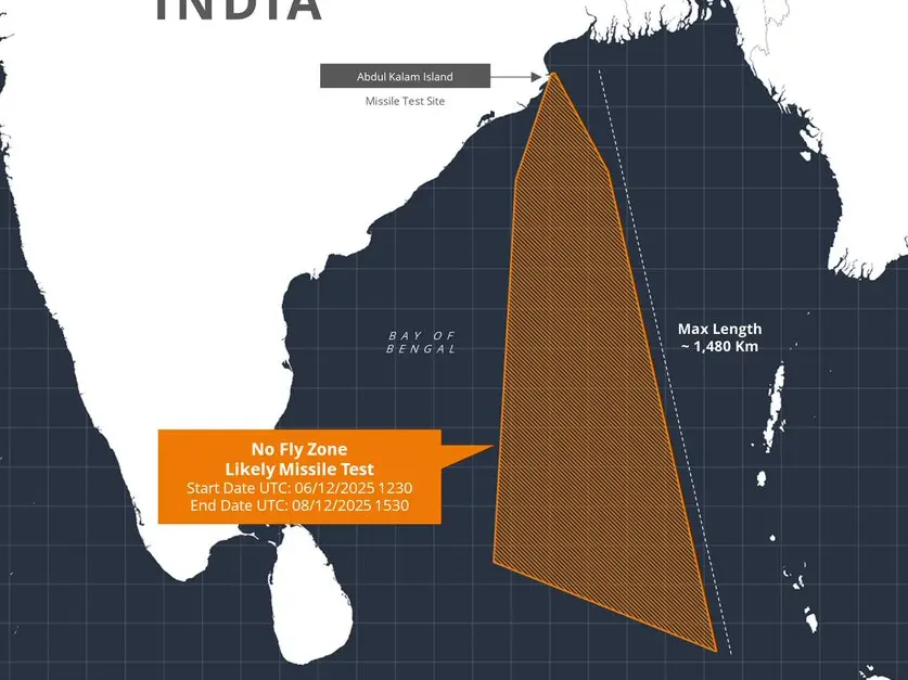 India issues NOTAM over Bay of Bengal for likely missile test India issues NOTAM over Bay of Bengal for likely missile test