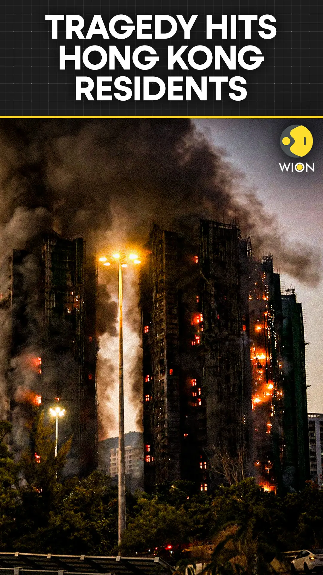 Drone Footage Shows Thick Smoke Rising From Charred Hong Kong Towers