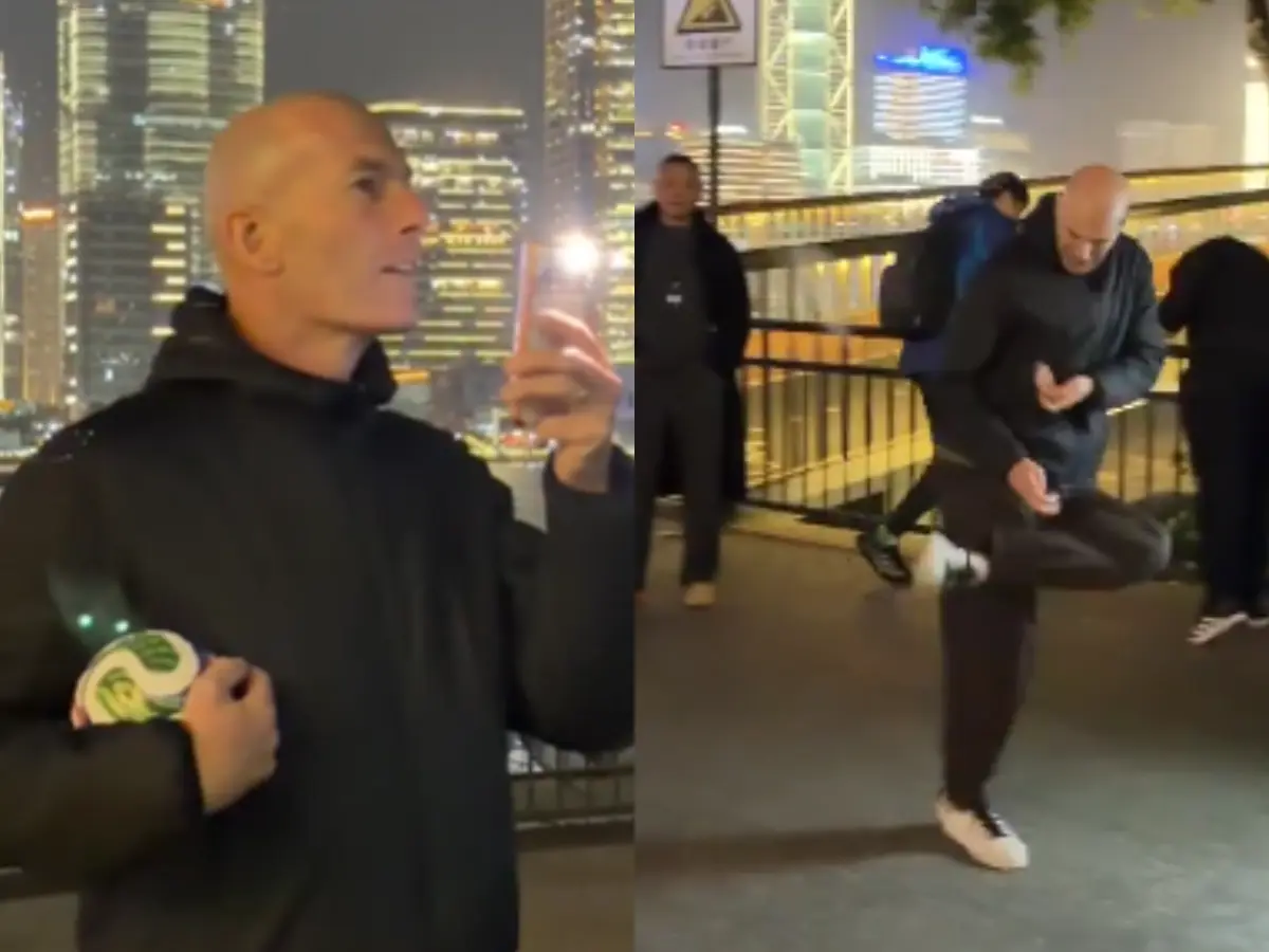 French footballer Zidane kicks shuttlecock as he plays 'mysterious' game in Shanghai with locals - Watch