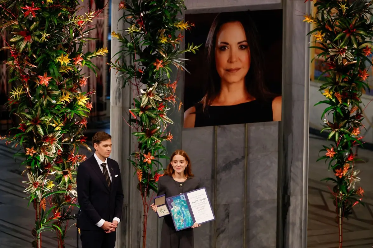 Nobel Peace Prize Ceremony: Maria Corina Machado's daughter, Ana Corina Sosa, accepts award on her behalf in Oslo