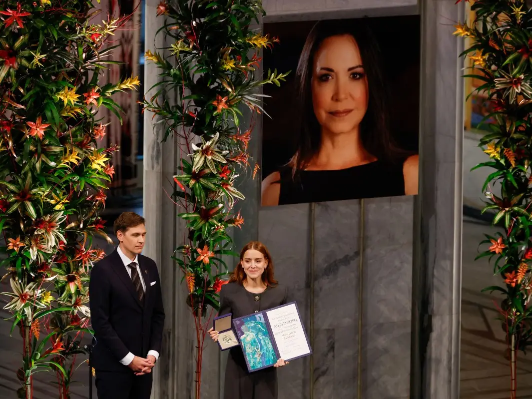 Nobel Peace Prize Ceremony: Maria Corina Machado's daughter, Ana Corina Sosa, accepts award on her behalf in Oslo Nobel Peace Prize Ceremony: Maria Corina Machado's daughter, Ana Corina Sosa, accepts award on her behalf in Oslo
