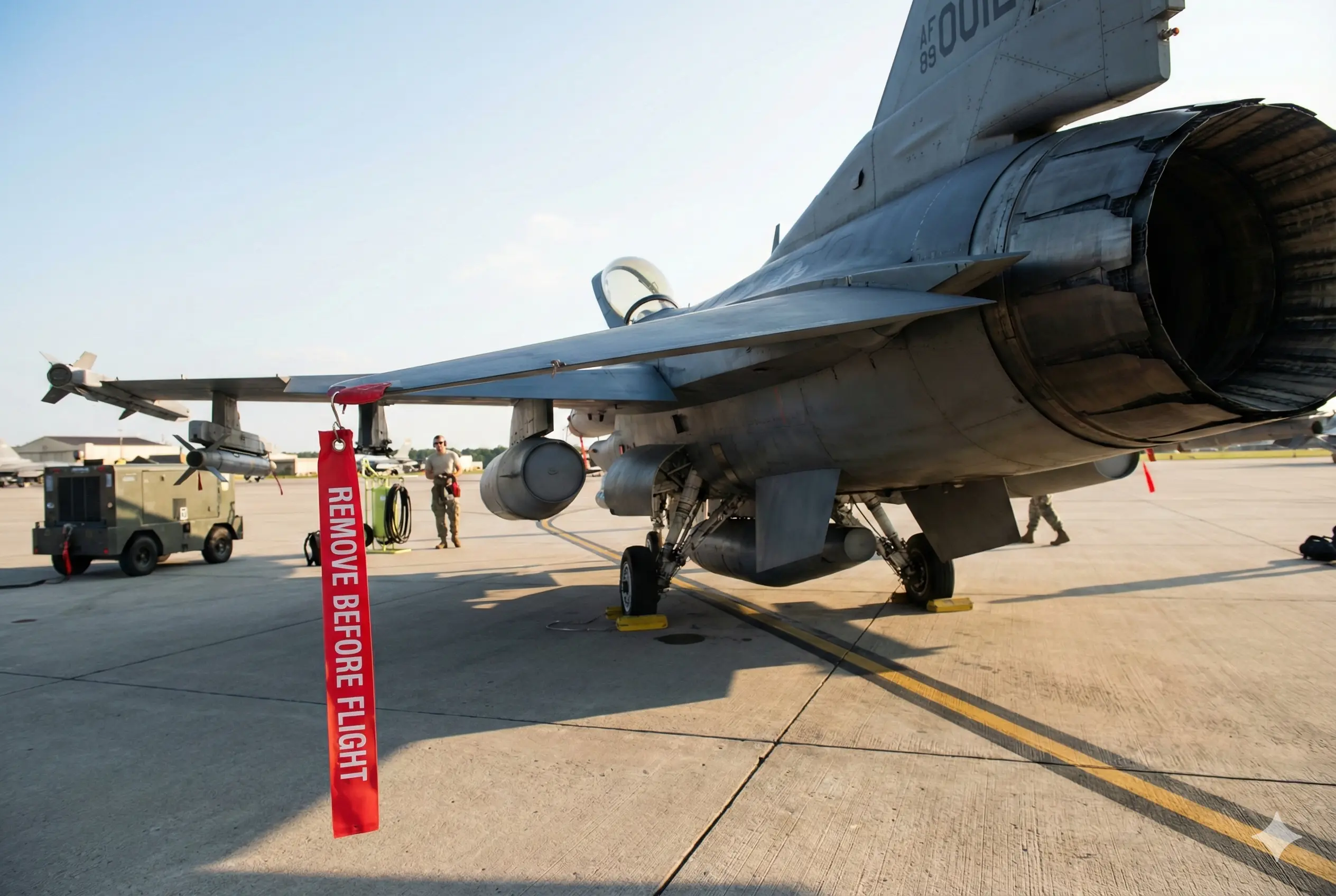 Why you should never touch the red ribbons on a parked fighter jet