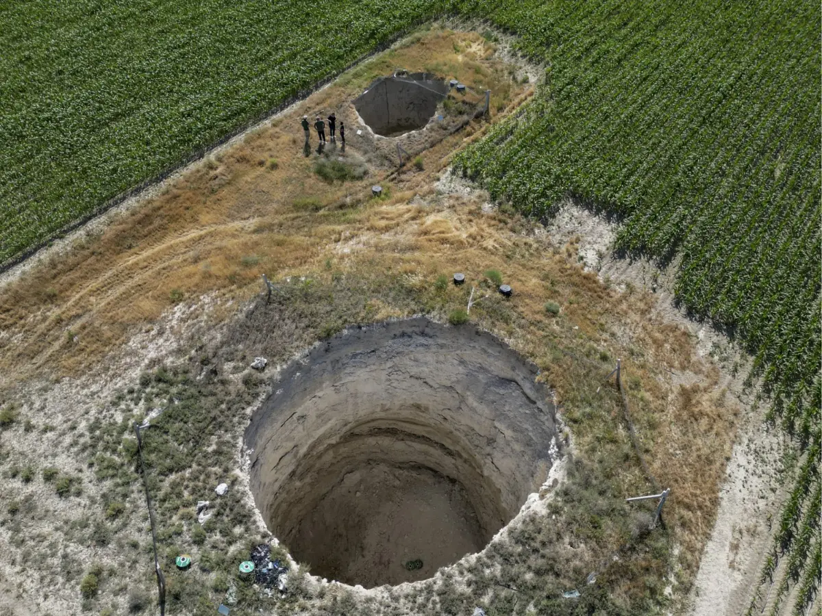 100 foot sinkholes are swallowing crops in Turkey. There are nearly 700 of them