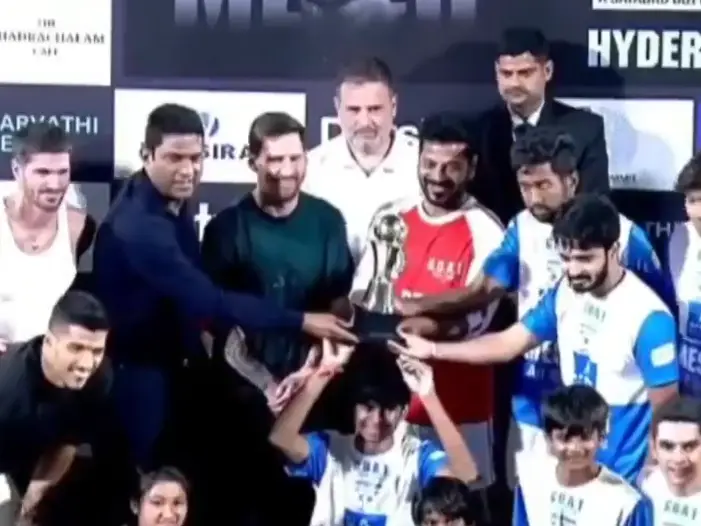 Lionel Messi meets Rahul Gandhi, Telangana CM Revanth Reddy in Hyderabad during India GOAT Tour Lionel Messi meets Rahul Gandhi, Telangana CM Revanth Reddy in Hyderabad during India GOAT Tour