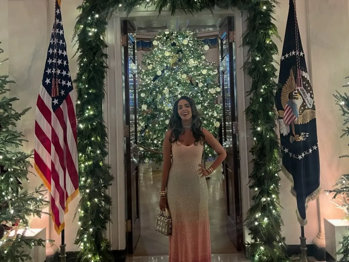 Mallika Sherawat gives glimpses of White House Christmas dinner as US President Donald Trump takes on stage | See pics