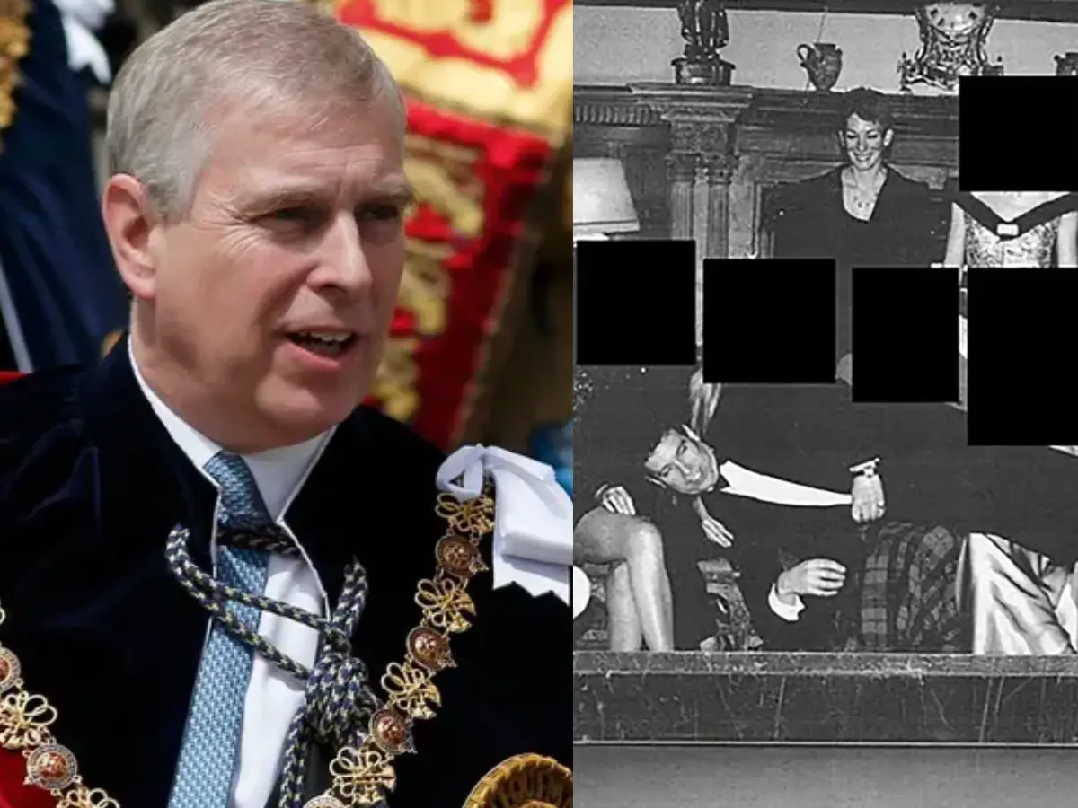Scandal leak: Prince Andrew lying across 'laps of five women' in new photos of Epstein files