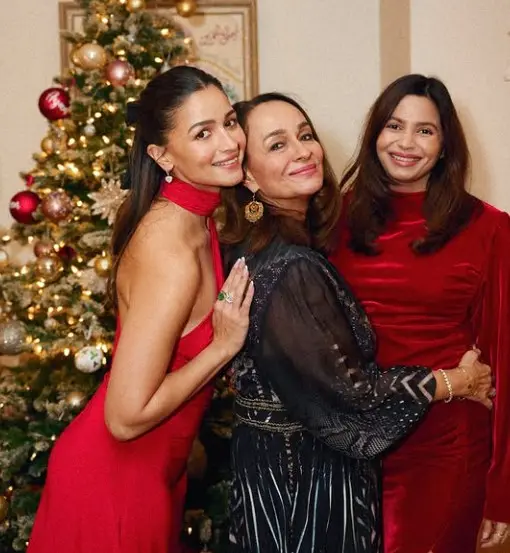 alia bhatt red christmas dress Best Christmas Looks Spotted on Celebrities This Season