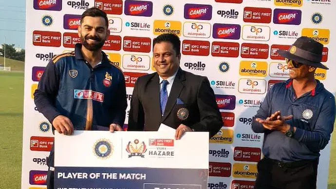 Vijay Hazare Trophy: Virat Kohli wins POTM for guiding Delhi to win with 77 in his final apperance