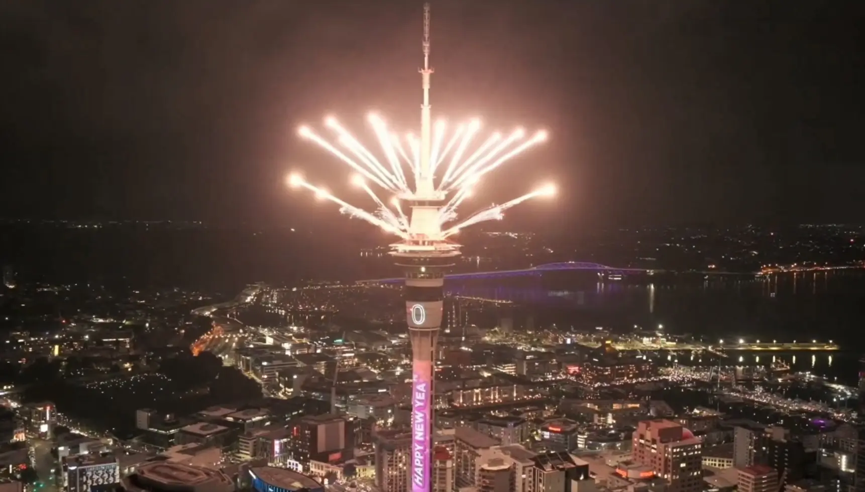 Fireworks light up the sky in Auckland, New Zealand at the stroke of the midnight to welcome the new year.