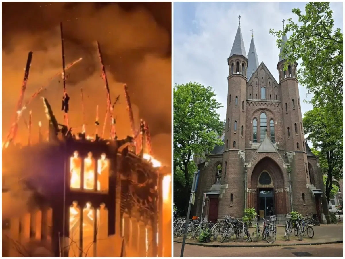 Massive fire engulfs Amsterdam's 150-year-old Vondelkerk Church on New Year
