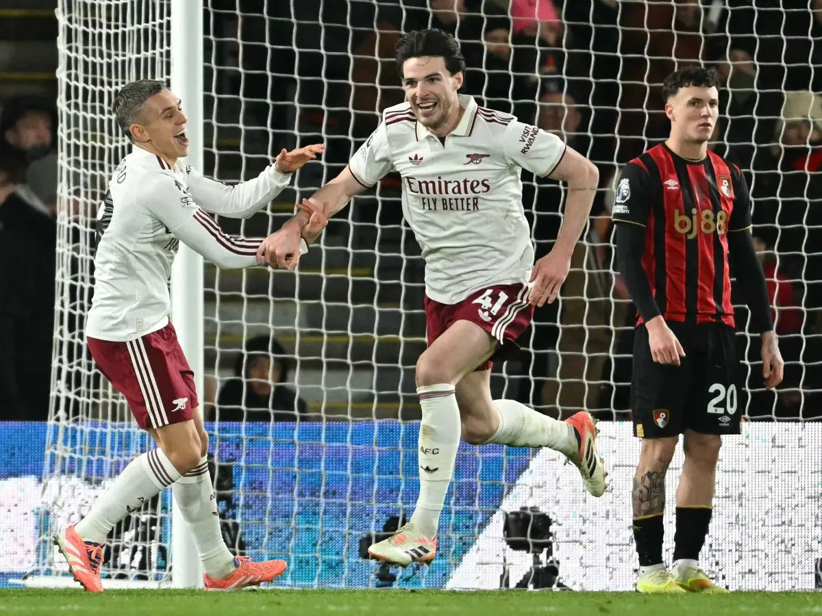 Premier League: Rice stars for Arsenal in Bournemouth win as Villa maintain lead over Man City