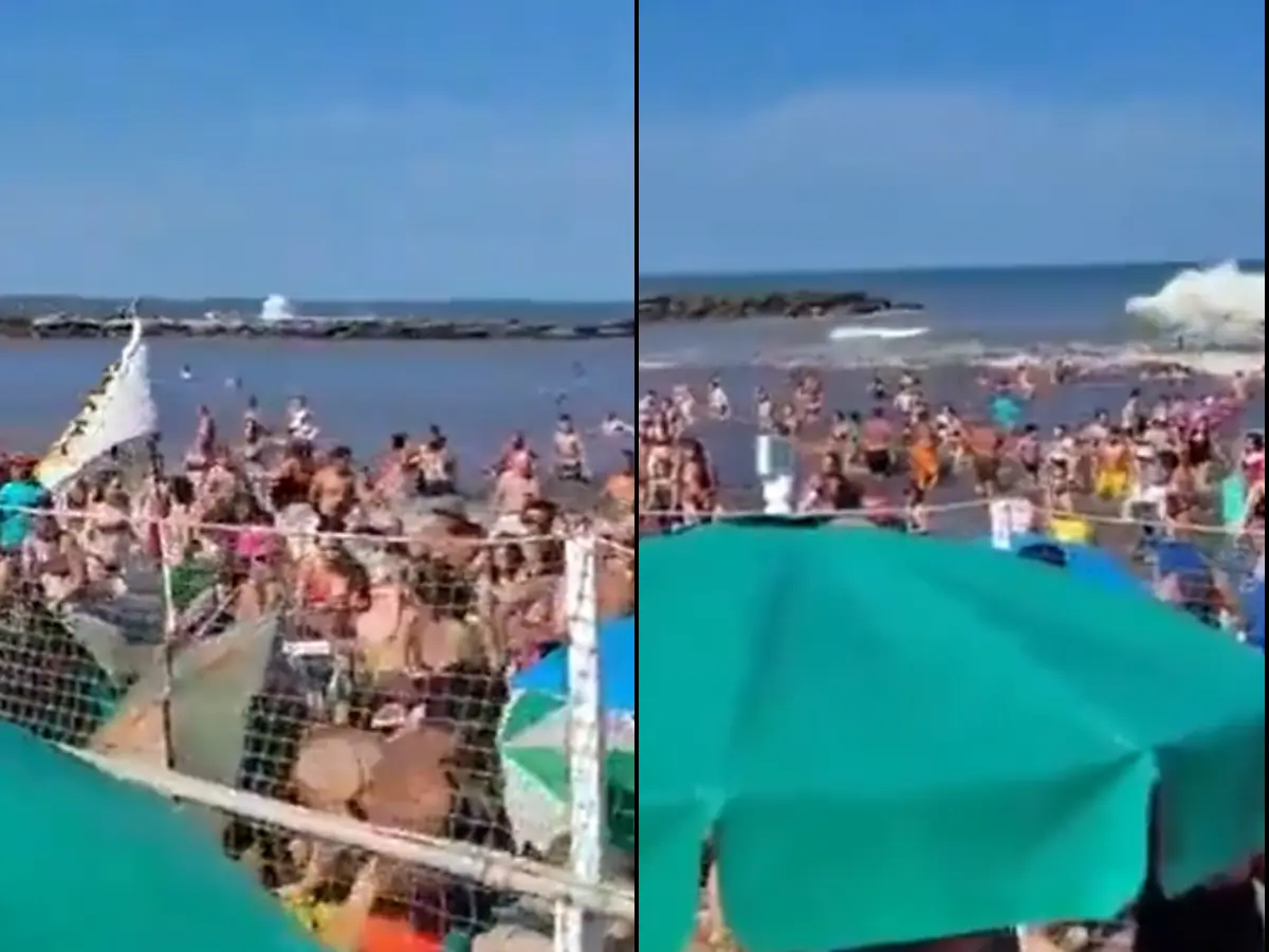 VIDEO: 30 foot meteotsunami slams into Argentina as beachgoers flee in panic: 'Like a wall'