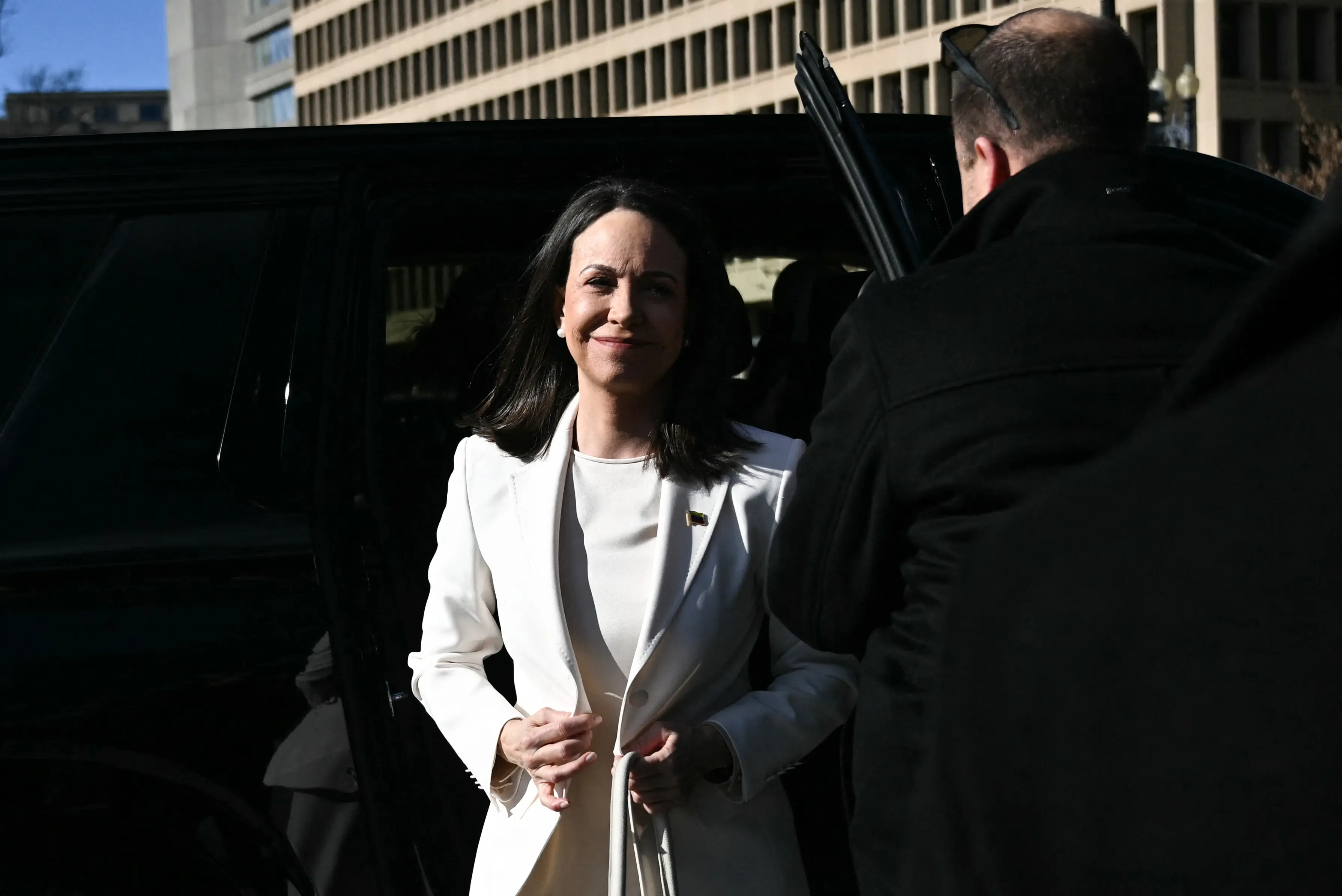 ‘We can count on President Trump,’ says Maria Corina Machado outside the White House; meets senators on Capitol Hill