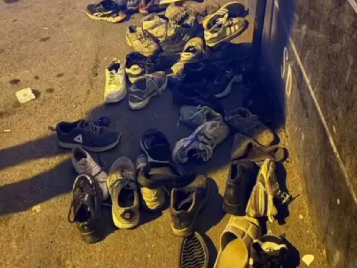 Chilling image shows pile of shoes outside historic Iranian bazaar where protesters were burned alive Chilling image shows pile of shoes outside historic Iranian bazaar where protesters were burned alive