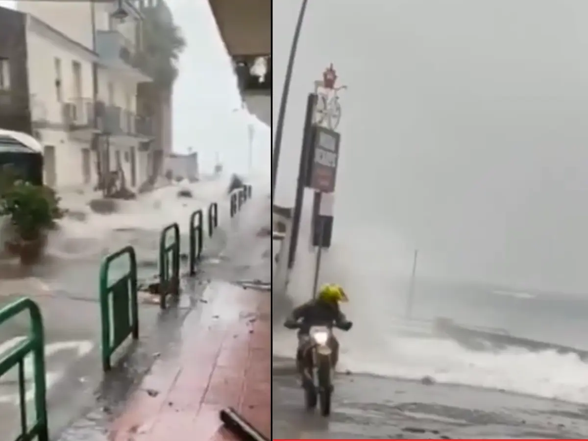 Terrifying videos show huge waves crashing into Sicily as Storm Harry rages