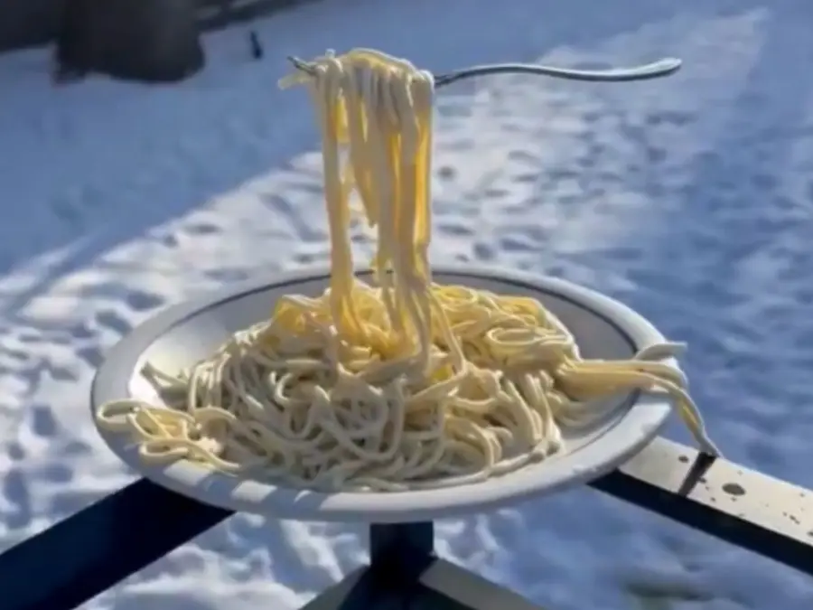 FROZEN SPAGHETTI - Fork in mid-air as Minneapolis drops to -21 degrees