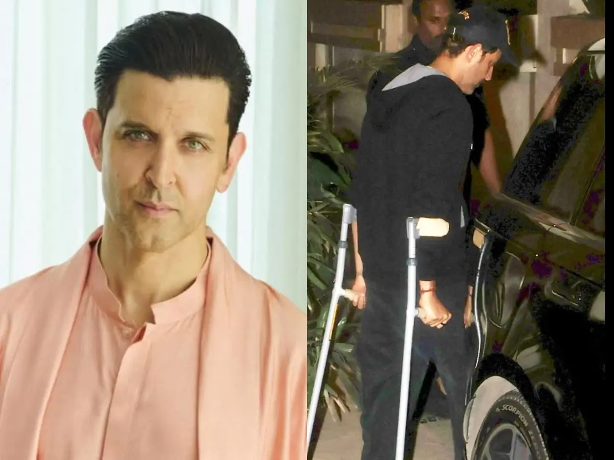 Did Hrithik Roshan get injured? Actor spotted using elbow crutches at event | Watch Did Hrithik Roshan get injured? Actor spotted using elbow crutches at event | Watch