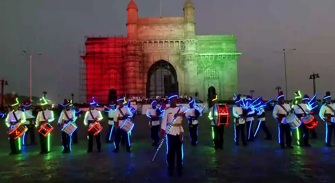 Mumbai's Gateway of India illuminated