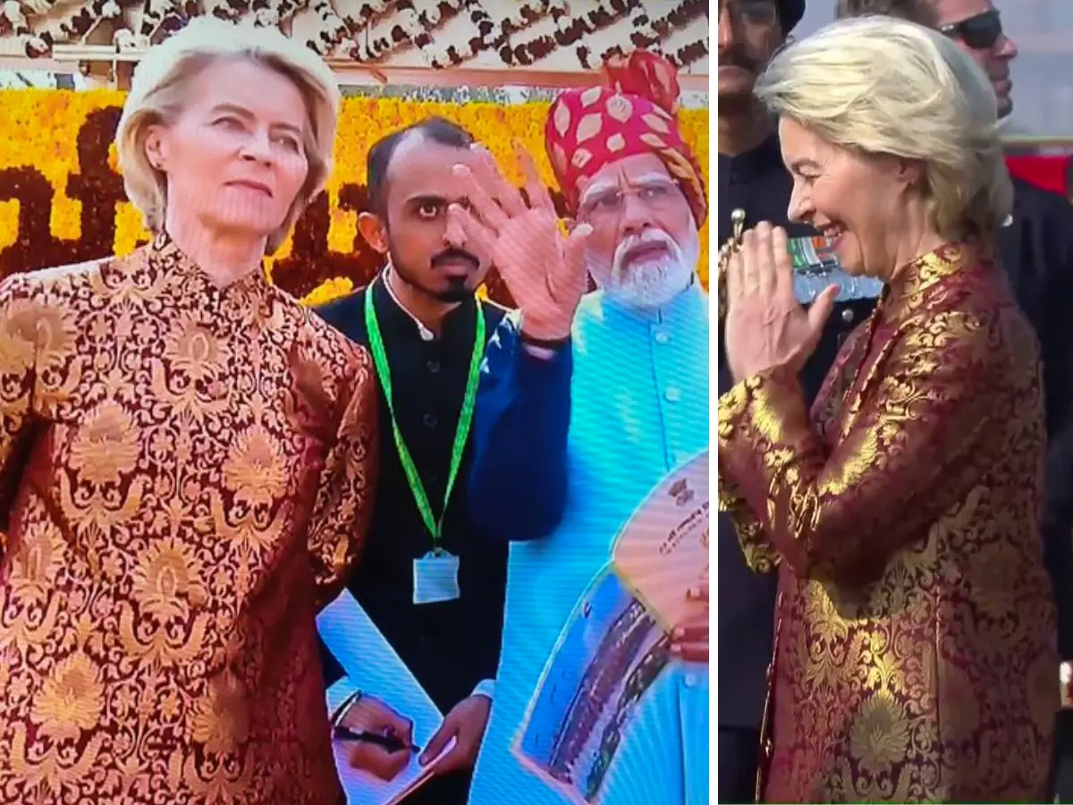 EU President Ursula von der Leyen dazzles in traditional Indian bandhgala at Republic Day