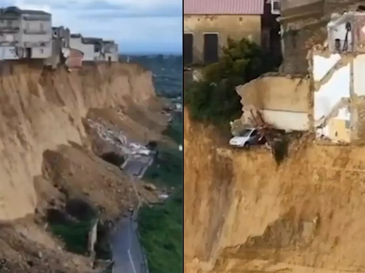 Dramatic videos show houses tumbling down after 4km-long landslide slams Sicilian town Dramatic videos show houses tumbling down after 4km-long landslide slams Sicilian town