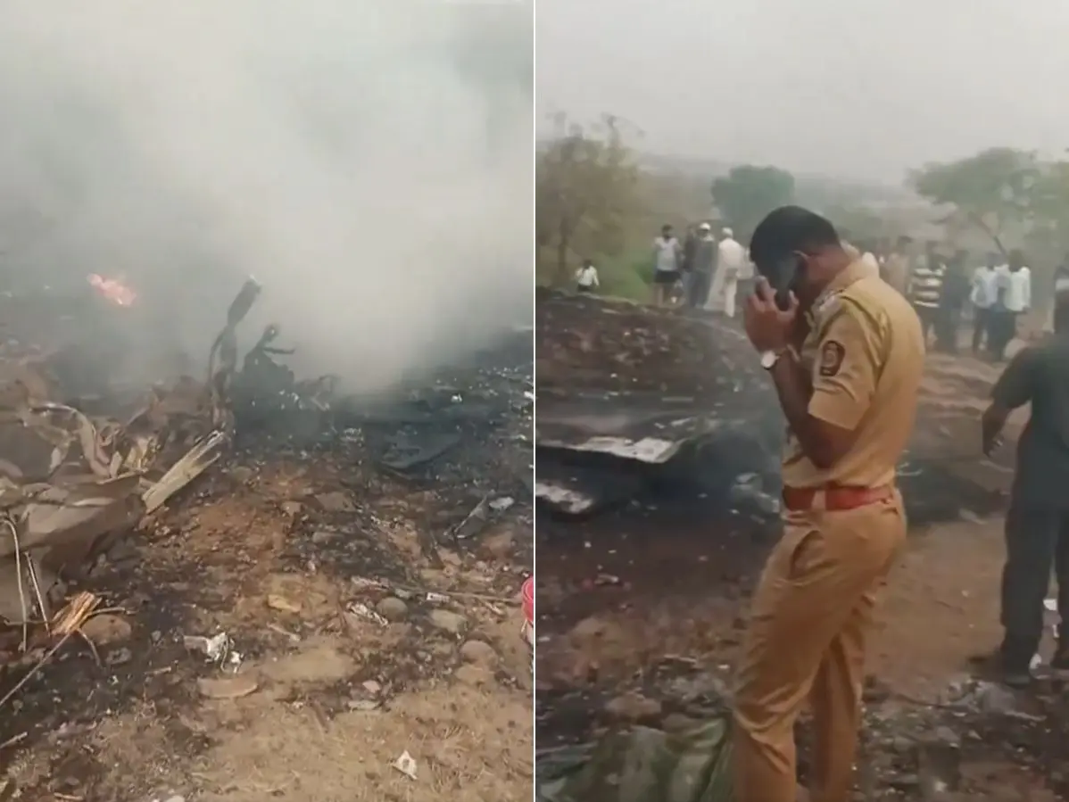 Video shows wreckage of Ajit Pawar’s plane that crash landed in Baramati Video shows wreckage of Ajit Pawar’s plane that crash landed in Baramati