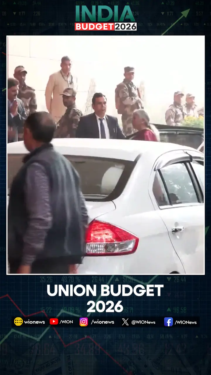 Budget 2026: Union Finance Minister Nirmala Sitharaman Arrives at Kartavya Bhawan