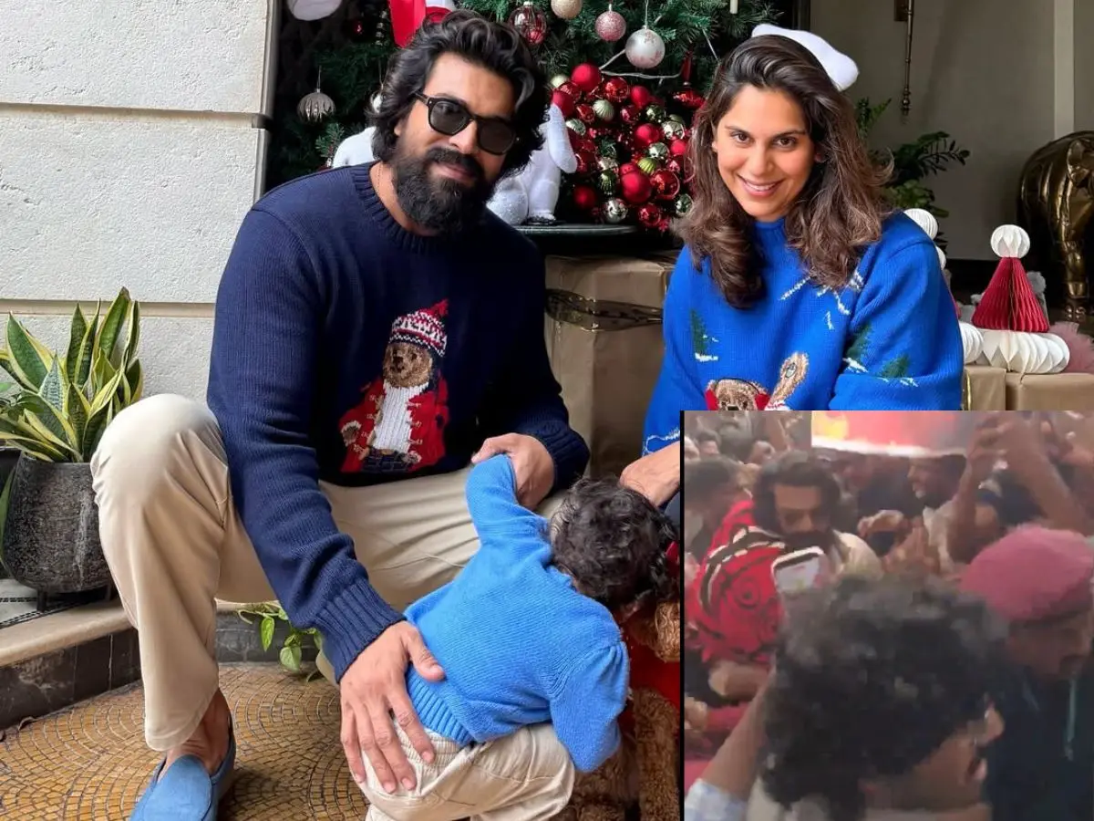 Viral video: Ram Charan and his daughter arrive to meet newborn twins, get mobbed by fans outside hospital