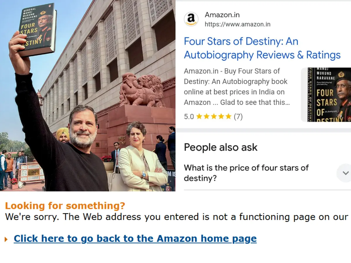 Naravane’s book ‘Four Stars of Destiny’, which Rahul Gandhi cited in parliament, goes missing on Amazon, Flipkart