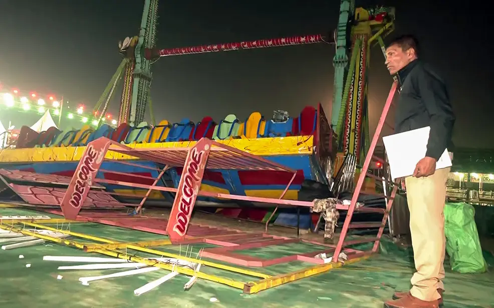 Police official dead, 13 injured as joyride collapses at Surajkund Mela in Haryana’s Faridabad