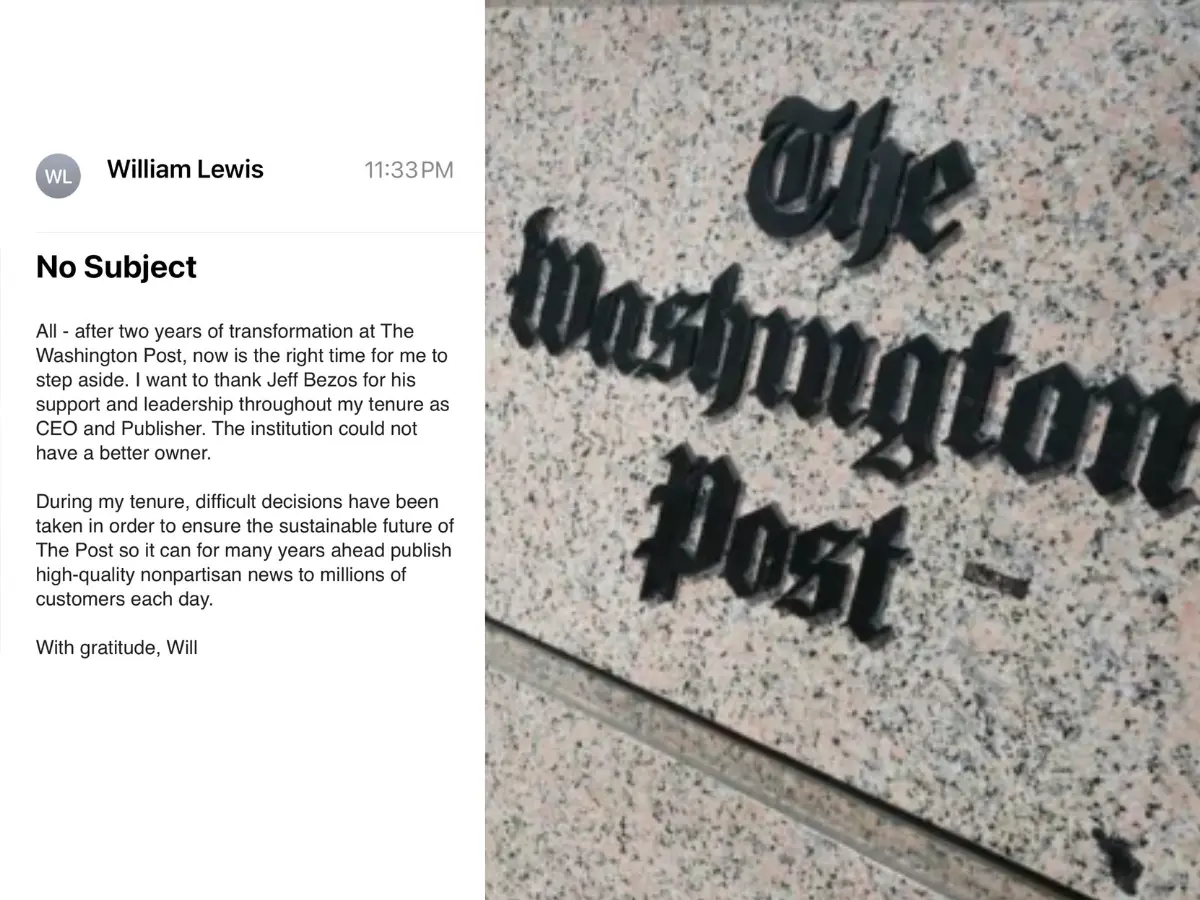 'To ensure sustainable future': Washington Post CEO Will Lewis resigns days after mass layoff - What's happening 'To ensure sustainable future': Washington Post CEO Will Lewis resigns days after mass layoff - What's happening