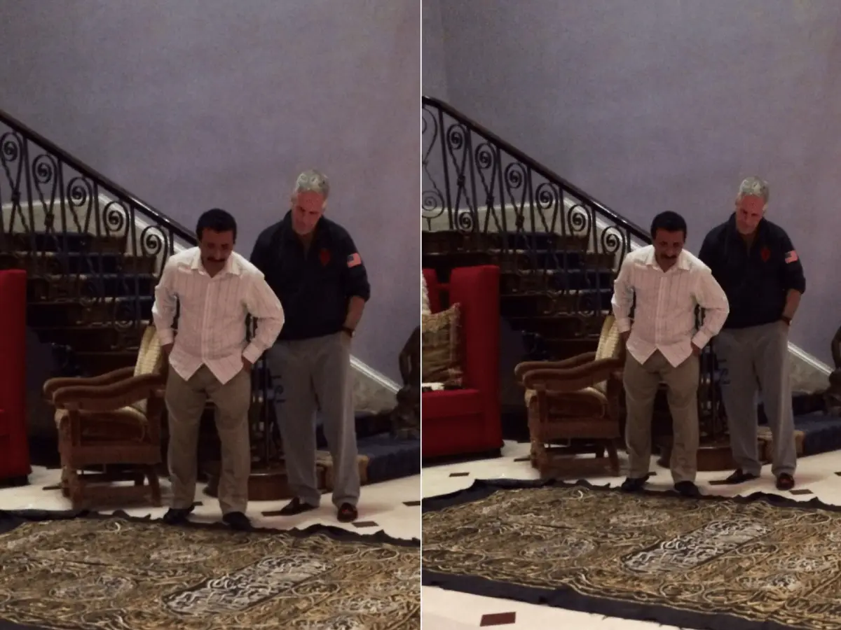 Kiswa on Jeffrey Epstein’s floor? New image shows sex offender standing on sacred Islamic cloth of Kaaba, sparks outrage