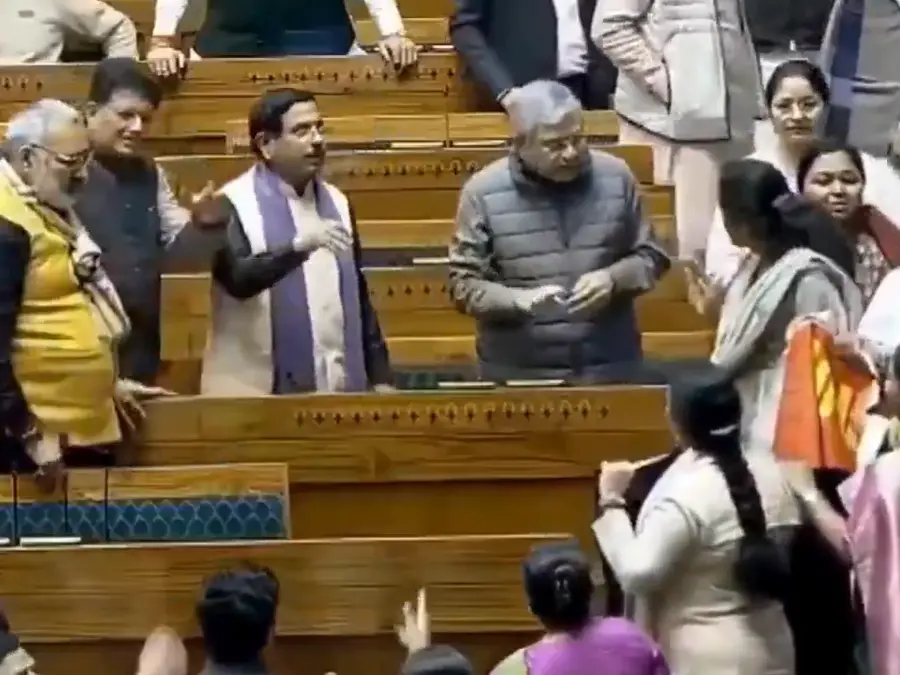 WATCH | BJP shares video of Lok Sabha standoff near PM’s seat, says 'degrading behaviour' by Opposition