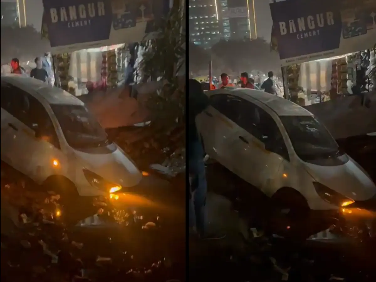 Days after Noida techie's death, car falls into open drain in Sector 70; residents accuse authorities of negligence | Watch