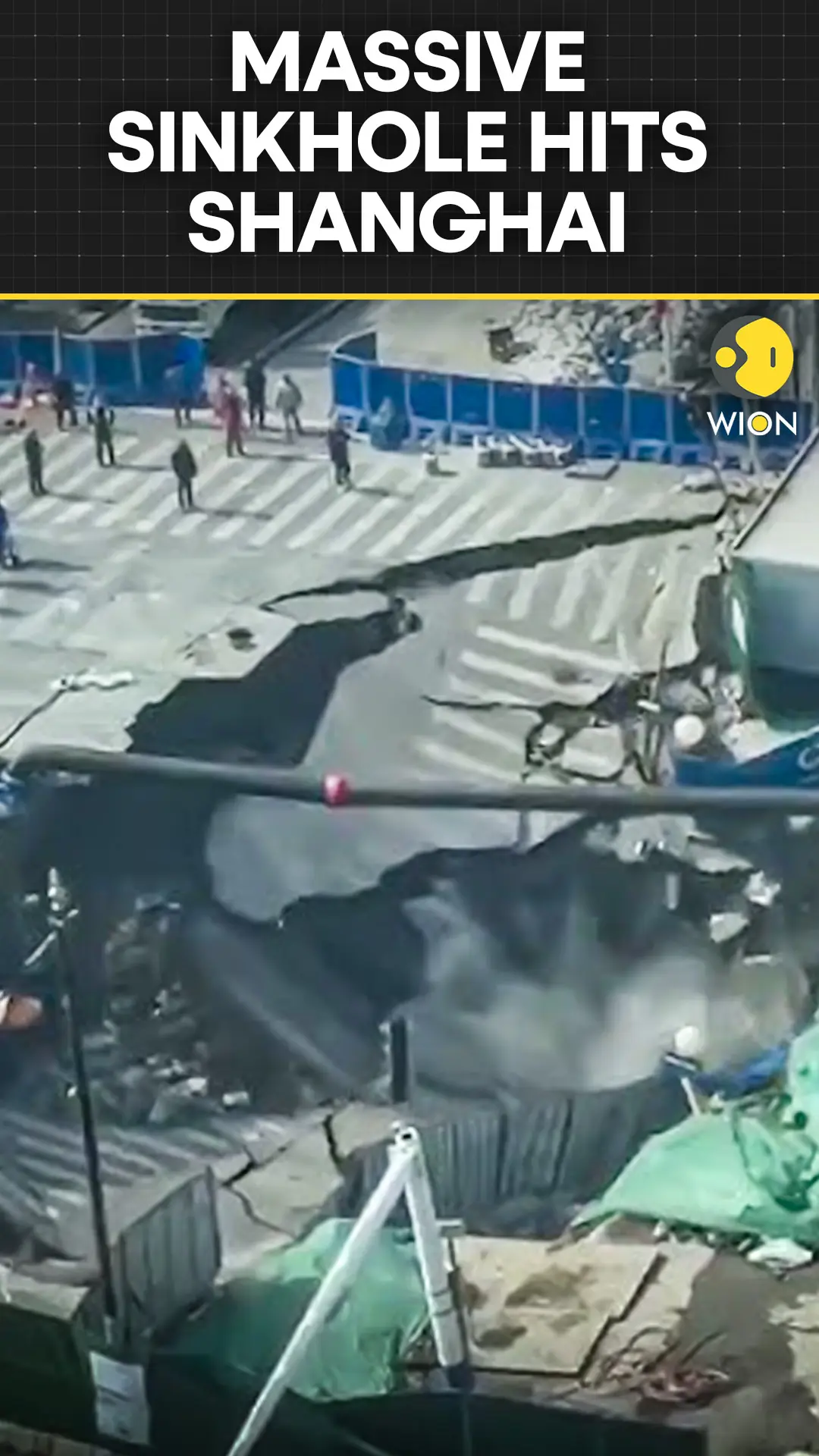 Large Sinkhole Appears in Shanghai During Metro Construction