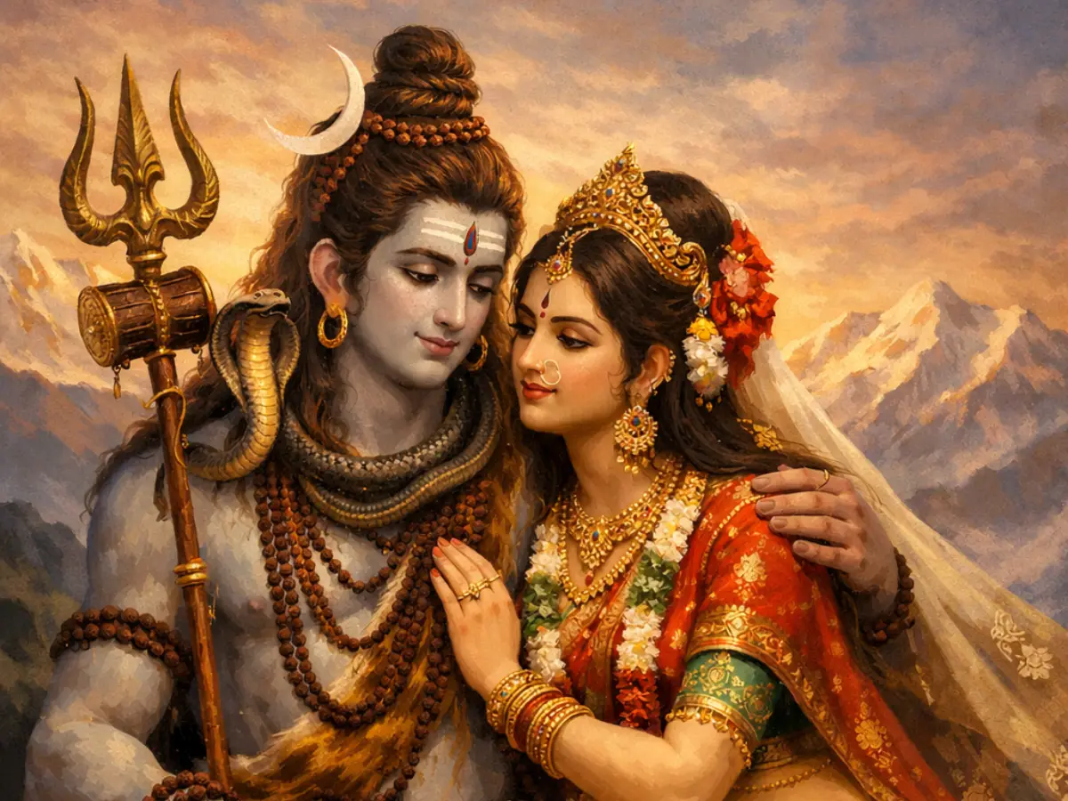 Grand Celebration of Lord Shiva and Goddess Parvati's marriage