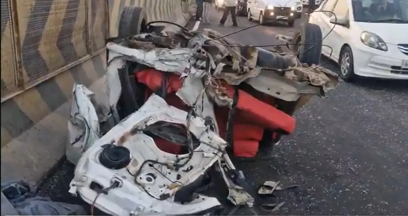 Video | 3 killed after car crashes into divider, splits into two in Gujarat’s Rajkot