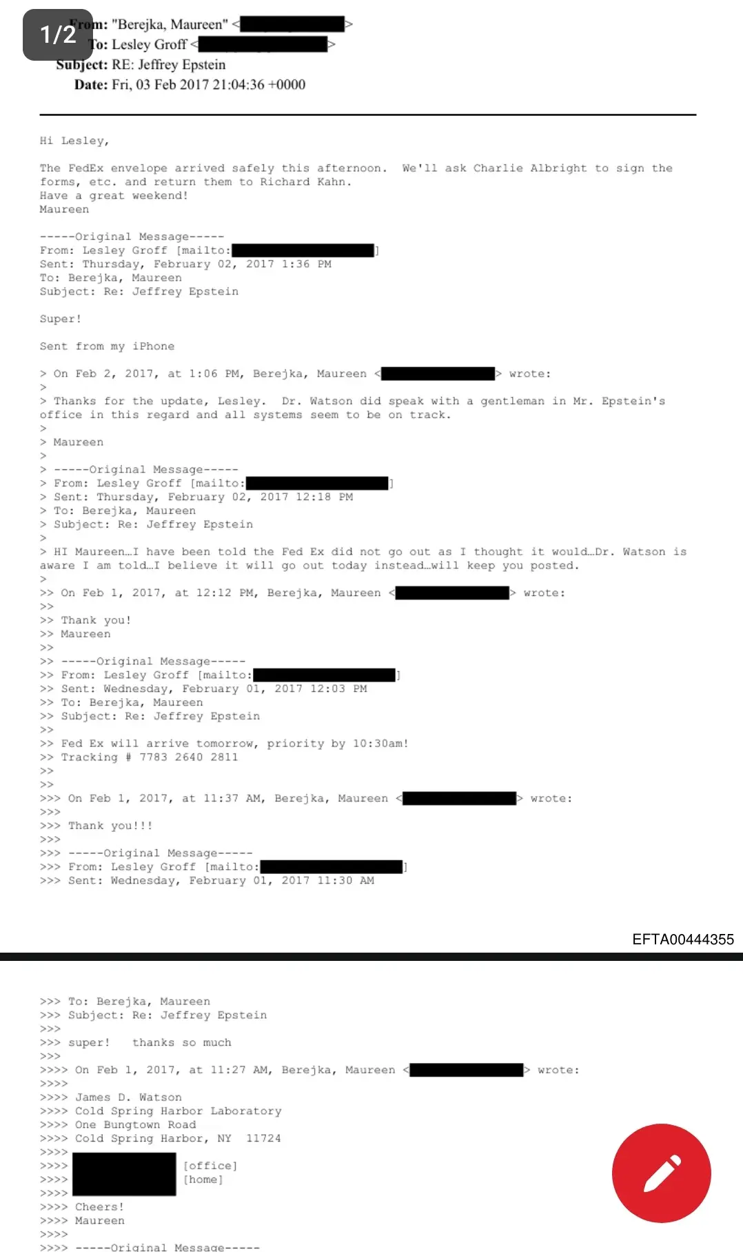 Emails of Epstein