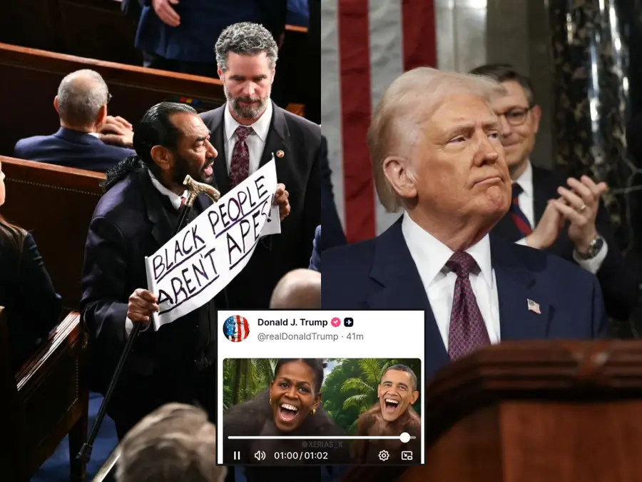 Democrat Al Green thrown out House after ‘Black people aren’t apes’ protest during Trump's State of the Union address speech. What was the sign about?