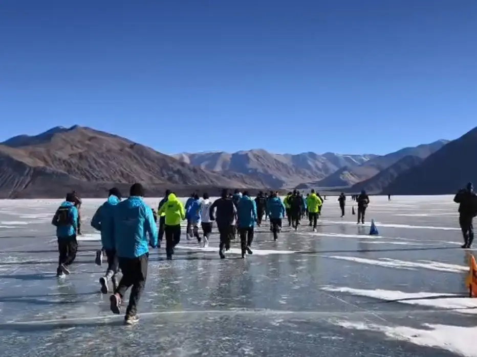 Pangong frozen lake marathon 2026 concludes at Pangong Lake, boosts winter tourism in Ladakh Pangong frozen lake marathon 2026 concludes at Pangong Lake, boosts winter tourism in Ladakh