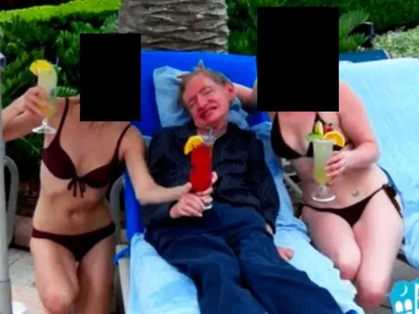 Stephen Hawking pictured with two women in bikinis during event organised by Epstein, family says they’re ‘caregivers’