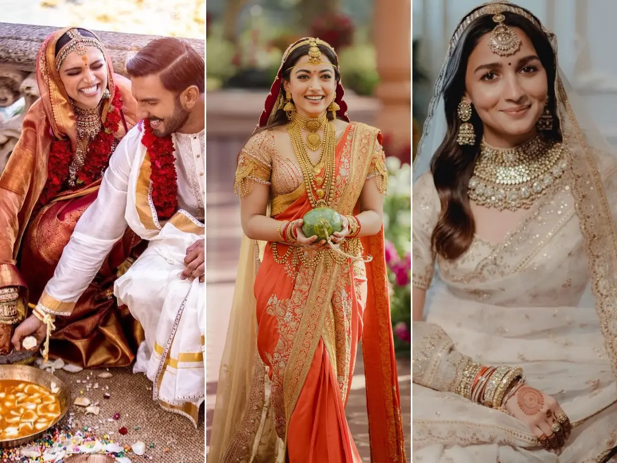 Rashmika Mandanna, Alia Bhatt, Deepika Padukone: Indian celebrities who chose sarees over heavy lehengas for their wedding day