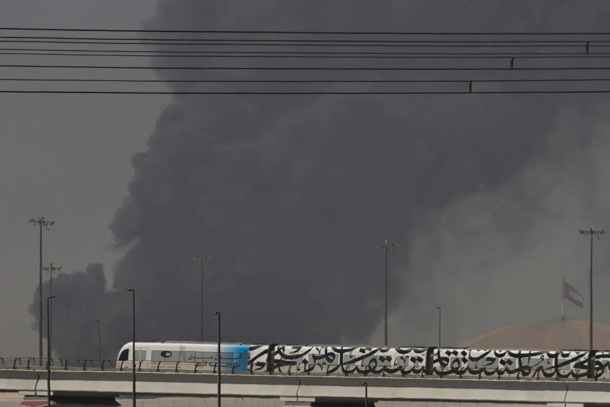 Smoke rises in Dubai