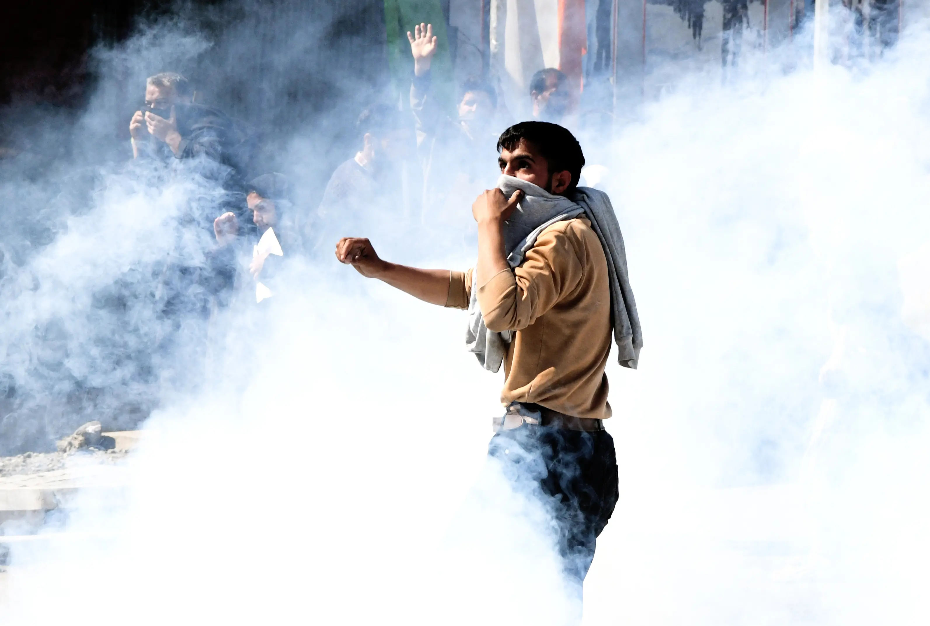 Mobile internet services cut, tear gas shell used