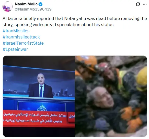 Al Jazeera aired the news of Netanyahu’s assassination?