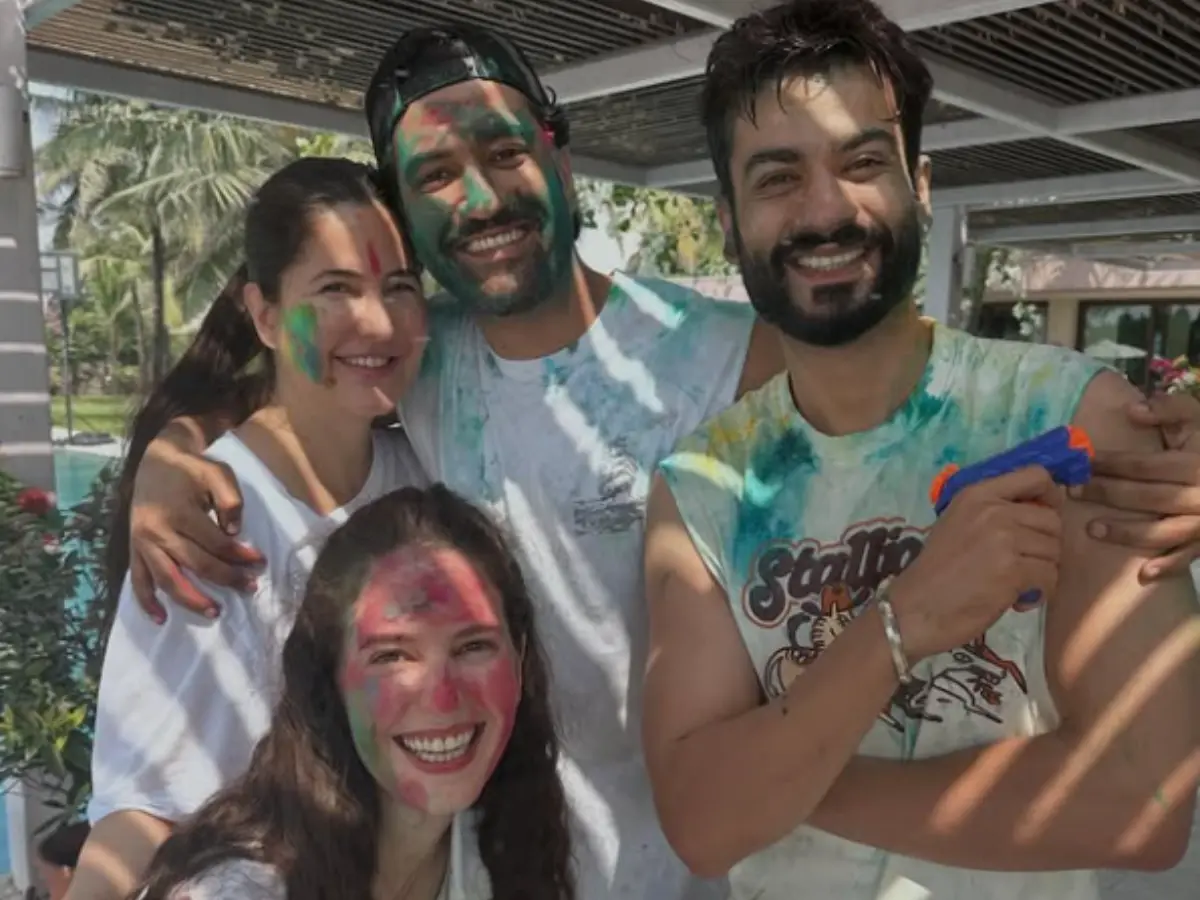 Katrina Kaif shares a glimpse of her holi celebration with husband Vicky Kaushal, sister Isabelle and brother-in-law Sunny Katrina Kaif shares a glimpse of her holi celebration with husband Vicky Kaushal, sister Isabelle and brother-in-law Sunny
