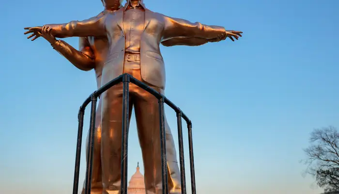 ‘Titanic’ twist: Mystery artists install shocking Trump-Epstein statue on Washington’s National Mall – PICS